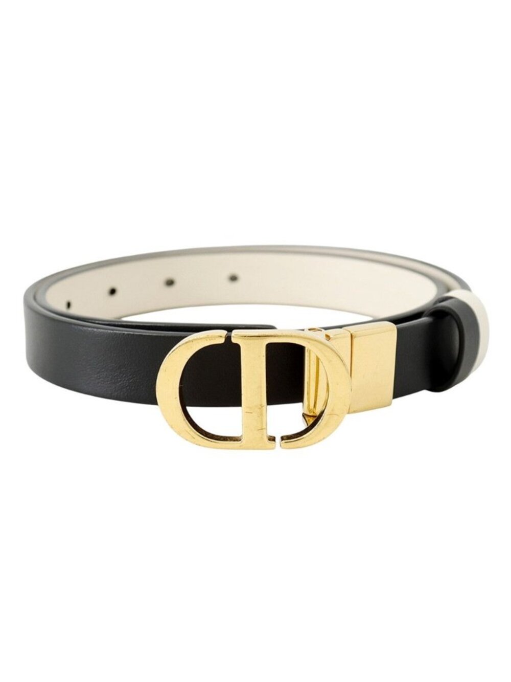 Dior Belt Reversible Smooth Calf Leather Black White